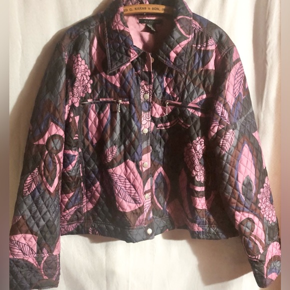 Silk-land Jacket Sz XL Silk Purple Button Down Trucker Quilted Warm Winter - Picture 12 of 15